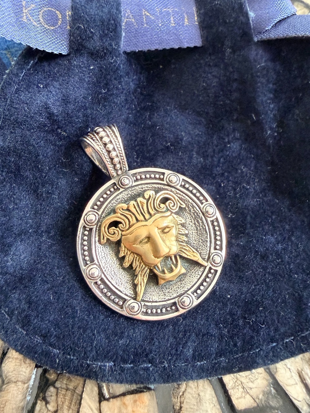 KONSTANTINO Bronze and Sterling Silver Lion Medallion Pendant